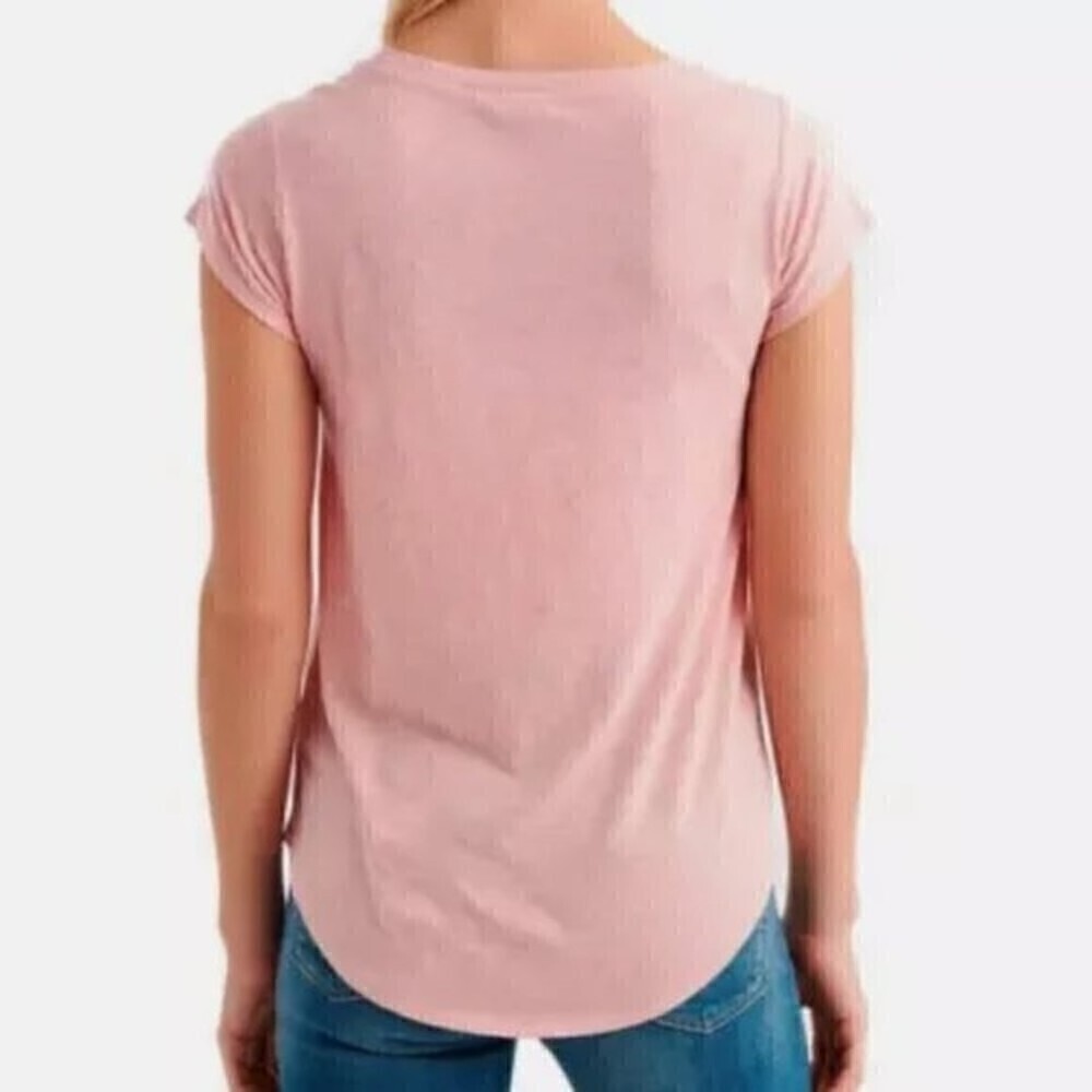 Lucky Brand T-Shirt Size Small Floral Cabbage Rose Trademark Peach Graphic Print - Picture 3 of 7